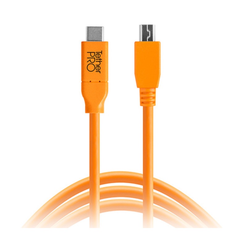 Tether Tools TetherPro USB Type-C Male to 5-Pin Micro-USB 2.0 Type-B Male Cable (15′, Orange)