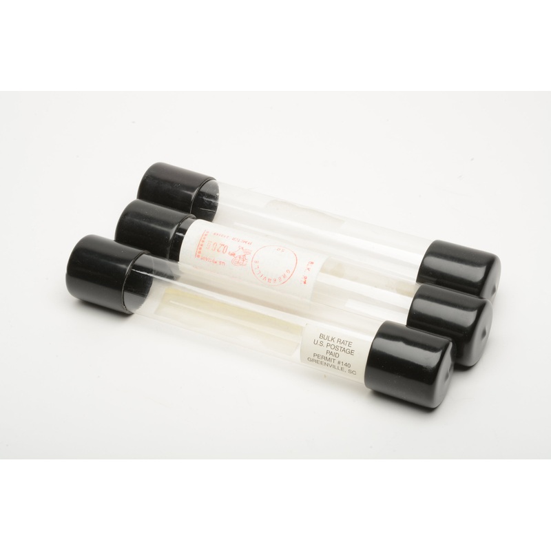 3X Film tubes to transport 5 rolls of 35mm film, w/caps
