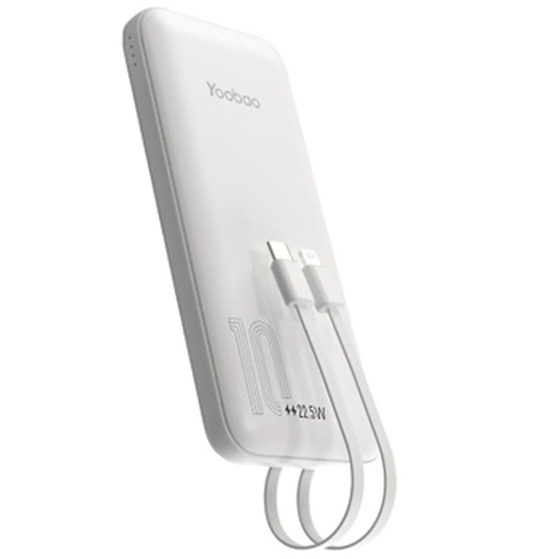 Yoobao LC1 10000mAh Built-in Cable Type-C and Lightning Cable PD20W – White