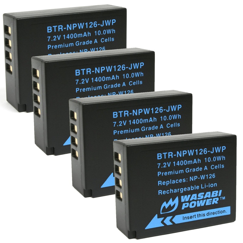 Fujifilm NP-W126, NP-W126S Battery (4-Pack) by Wasabi Power