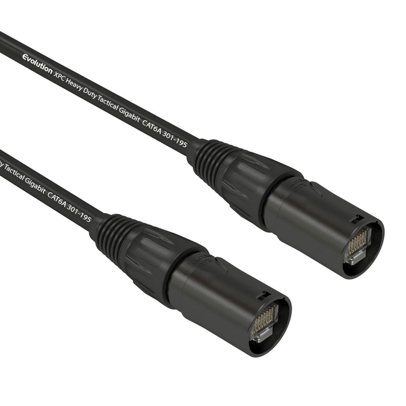 Evolution XPC Tactical CAT6A Neutrik Ethercon / RJ45 Cables – 144-510D Evolution XPC Tactical Cat6A Ethercon 1M Neutrik Ethercon Connectors WITHOUT DRUM