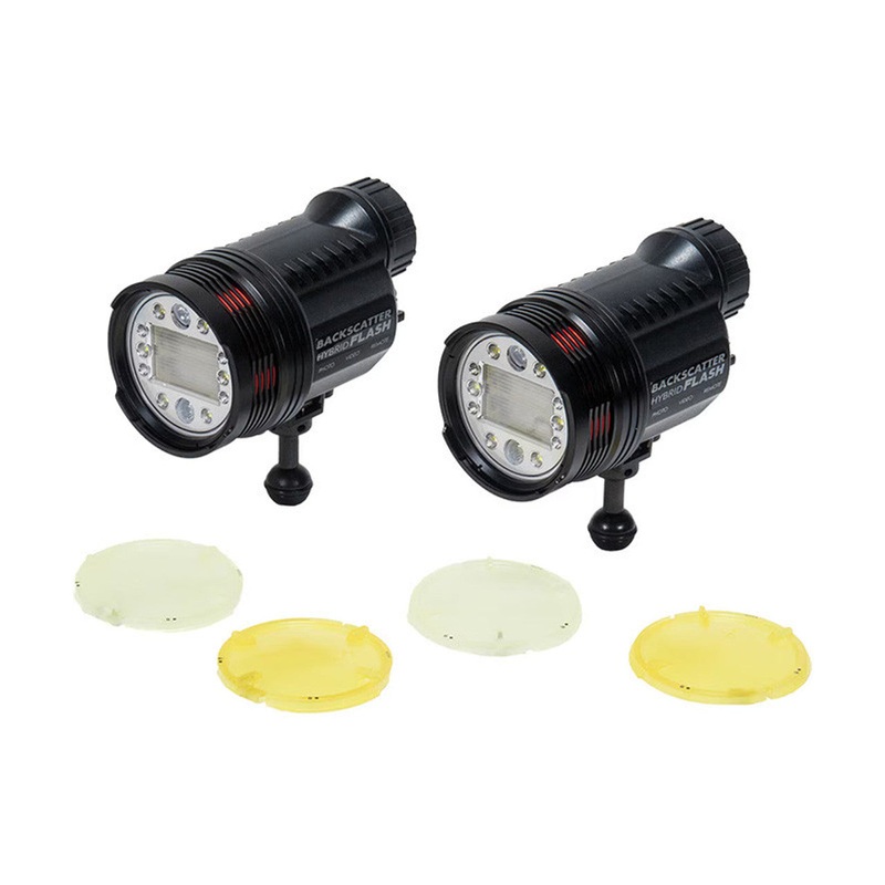 Backscatter Dual Hybrid Flash HF-1 Underwater Strobe Bundle with Flat Diffusers