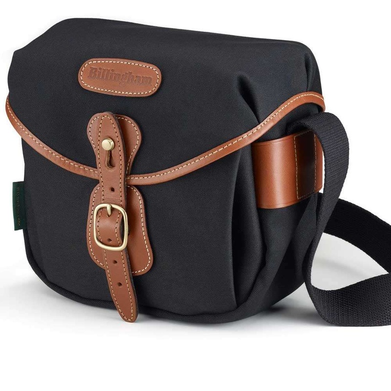 Billingham Hadley Digital Shoulder Bag – Black Canvas / Tan Leather
