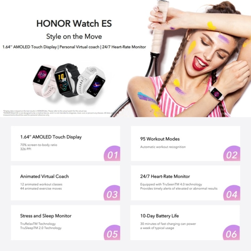 Honor ES Bluetooth Fitness Smartwatch Black