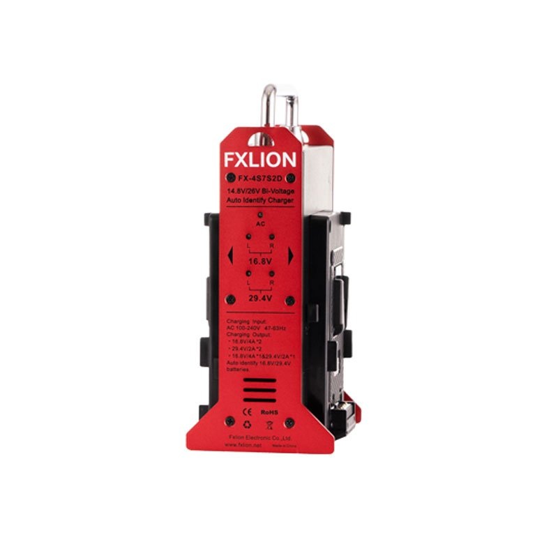 FXLION FX-4S7S2D 2-Channel Automatic Voltage Charger 16.8V / 29.4V V-Mount
