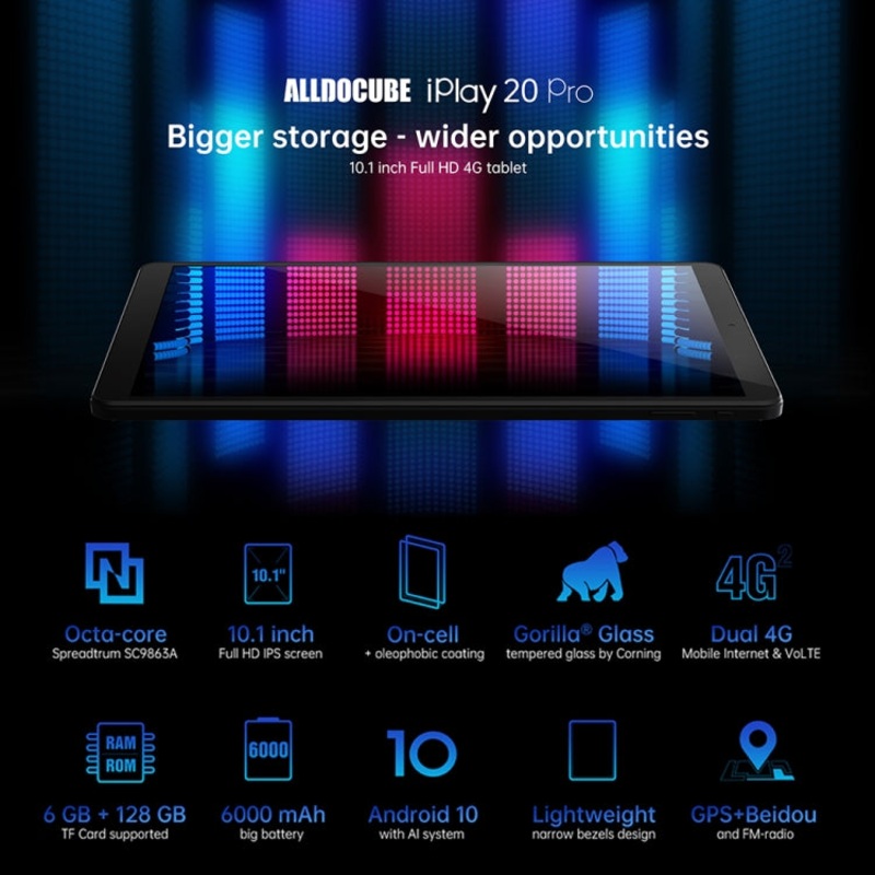 Alldocube iPlay 20 Pro LTE 10.1 inch 6GB+128GB Black