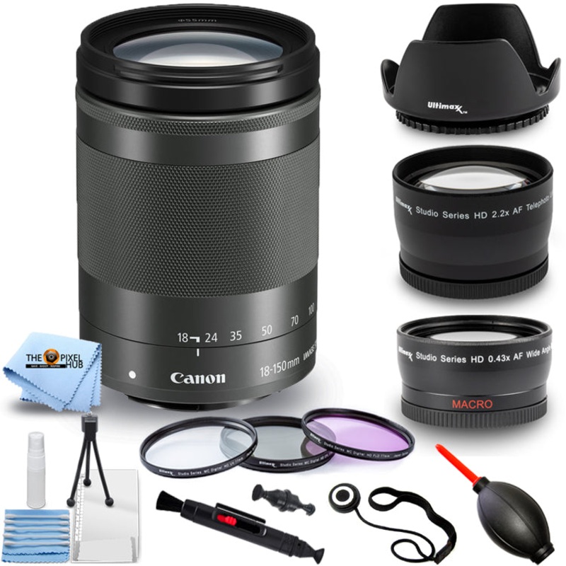 Canon EF-M 18-150mm f/3.5-6.3 IS STM Lens (Graphite) White Box – 10PC Bundle