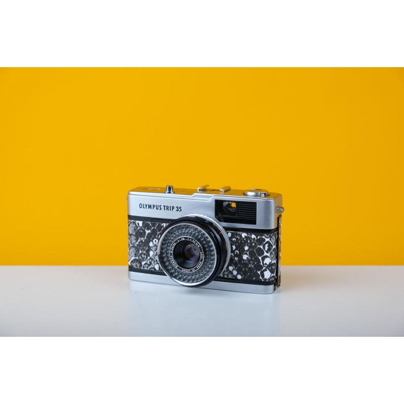 Olympus Trip 35 35mm Film Camera with New Faux Snake Design Leather Skin