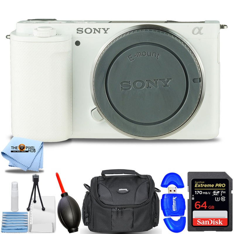 Sony ZV-E10 Mirrorless Camera (Body Only, White) – 7PC Accessory Bundle