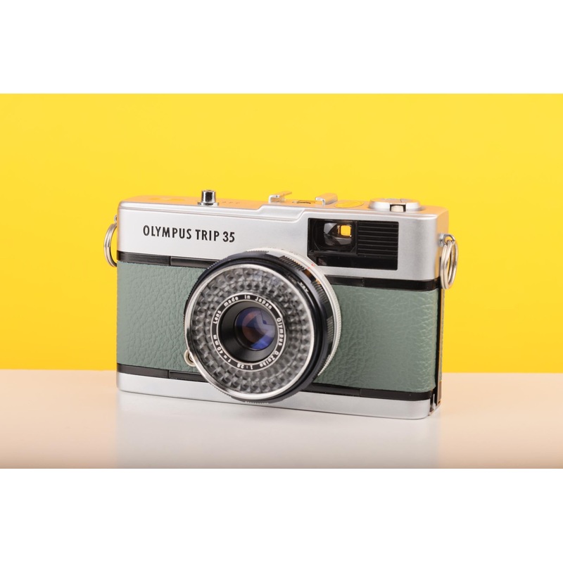 Olympus Trip 35 Vintage 35mm Film Camera with Zuiko 40mm f2.8 Lens and New Grey Leather Skin