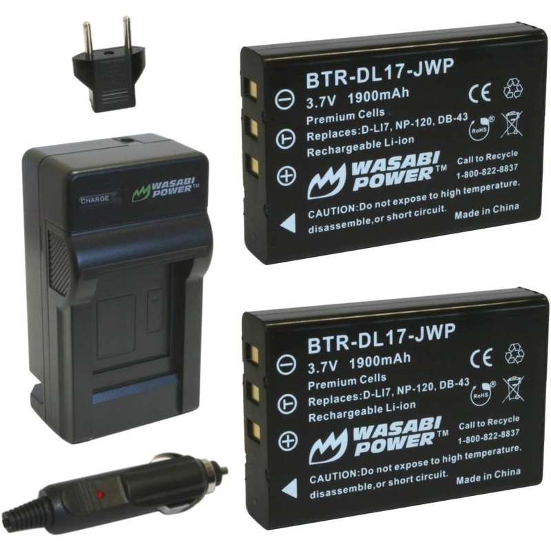 Toshiba Camileo PX1657, PA3791U Battery (2-Pack) and Charger by Wasabi Power