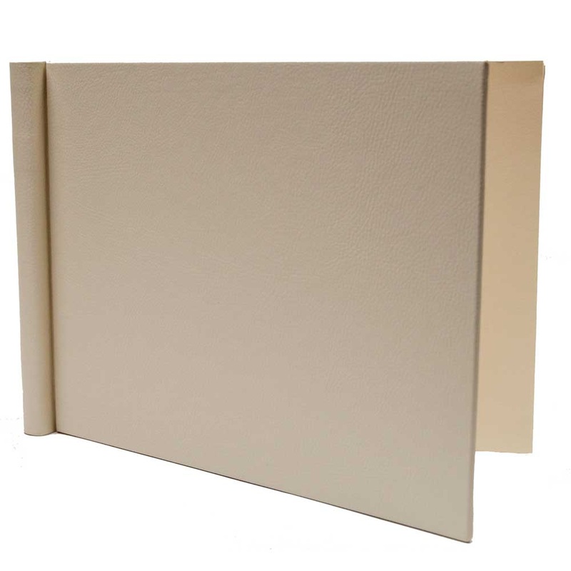 Permajet A4 Cream Leather Look Landscape Snapshut Folio – 15mm Spine