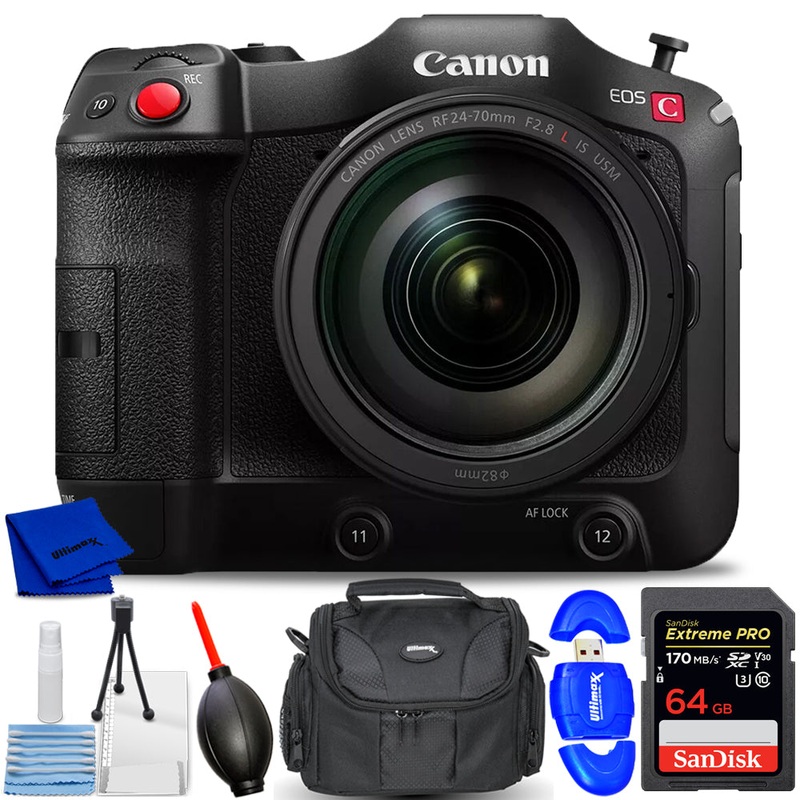 Canon EOS C70 Cinema Camera Kit with RF 24-70mm f/2.8 Lens – 7PC Accessory Kit