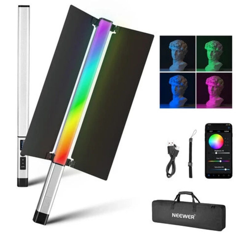 Neewer CL124 RGB HANDHELD RGB VIDEO LIGHT WITH BARNDOOR