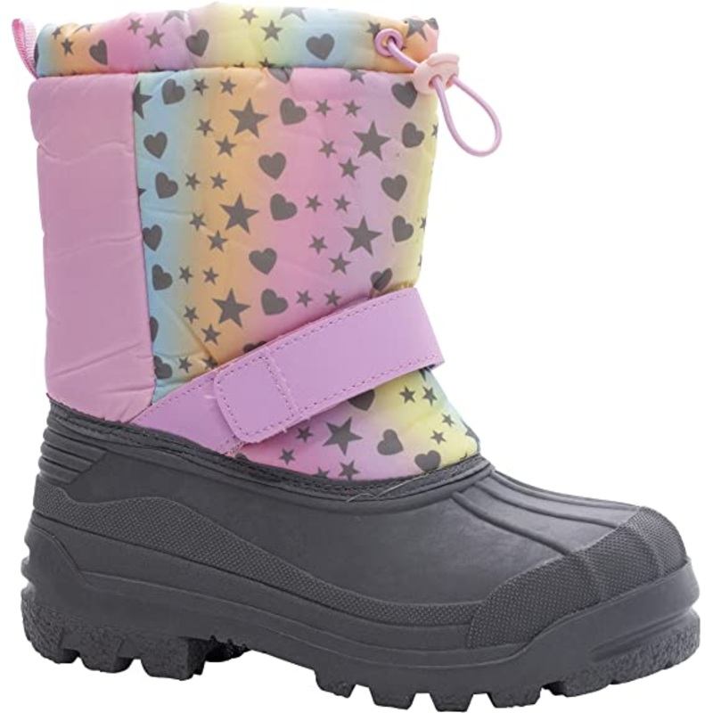 AQUAKIX Pink Metallic Hearts and Stars Print Snow Boots (Y1)
