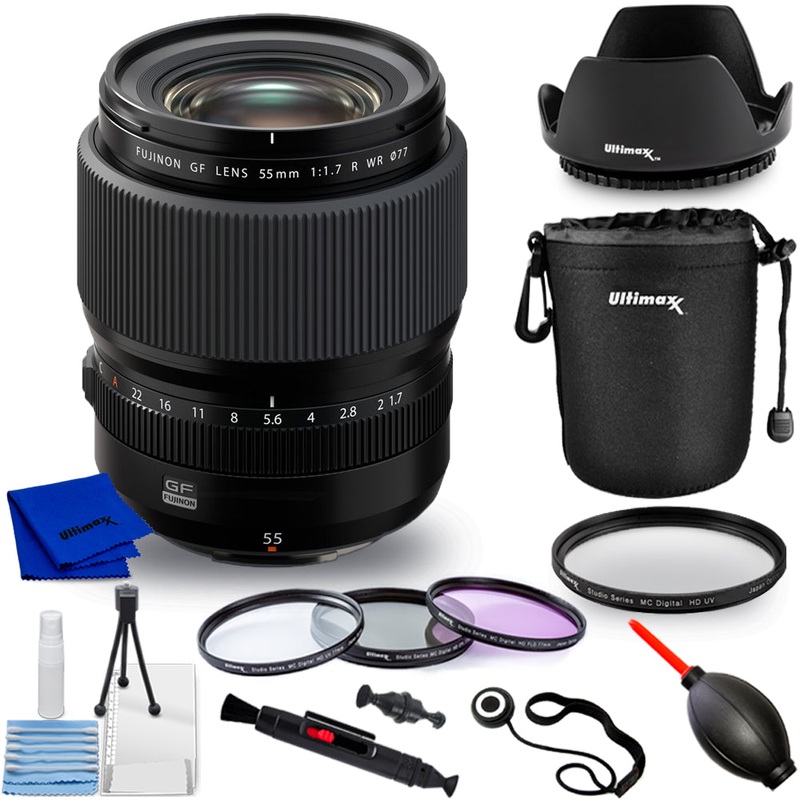 FUJIFILM GF 55mm f/1.7 R WR Lens 600023613 – 10PC Accessory Bundle