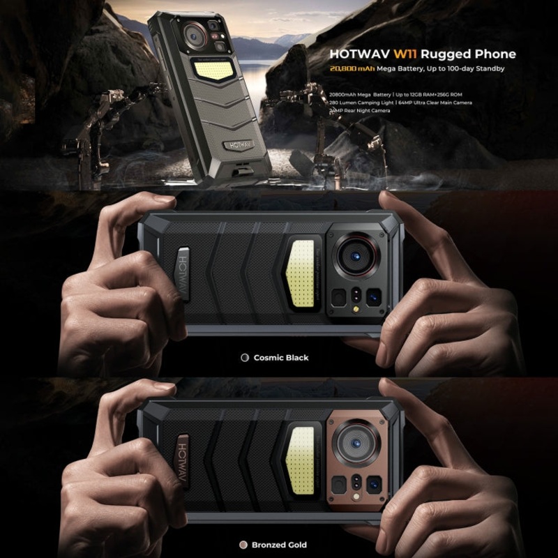 HOTWAV W11 Rugged Phone Night Vision Camera 6GB+256GB Gold
