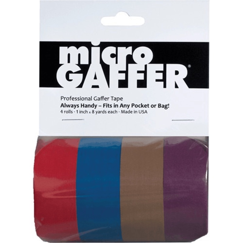 Visual Departures microGAFFER Compact Gaffer Tape (1″ x 8 yd, 4-Pack, Red, Blue, Brown, Purple)