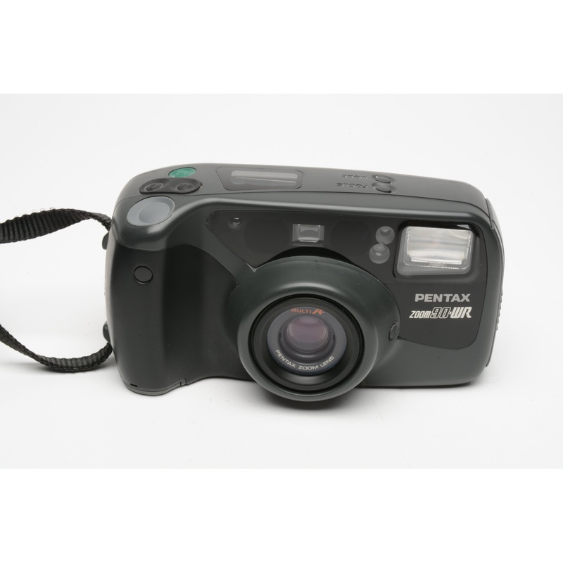 Pentax Zoom 90WR 35mm date back Point&Shoot camera, strap, remote, case, Great!