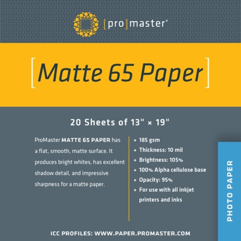 Promaster Matte 65 Paper 13″x19″ – 20 Sheets
