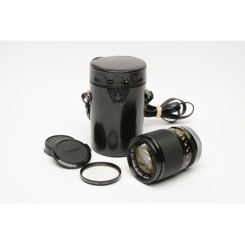 Canon 135mm f2.5 SC Breech Mount FD, caps, very clean and sharp! +Case&UV