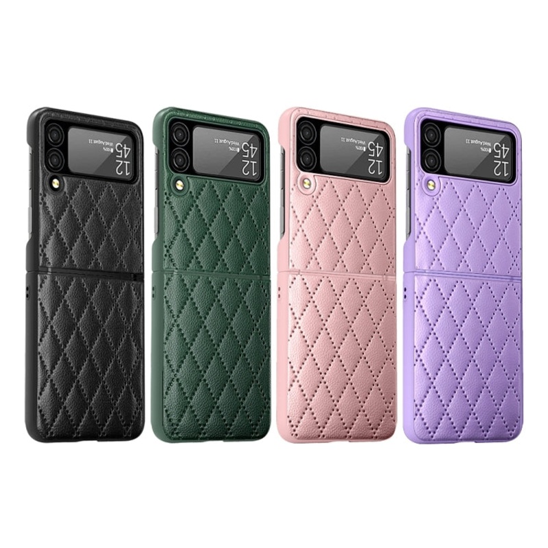 Samsung Galaxy Z Flip 4 5G Diamond Lattice Hinge Phone Case Black