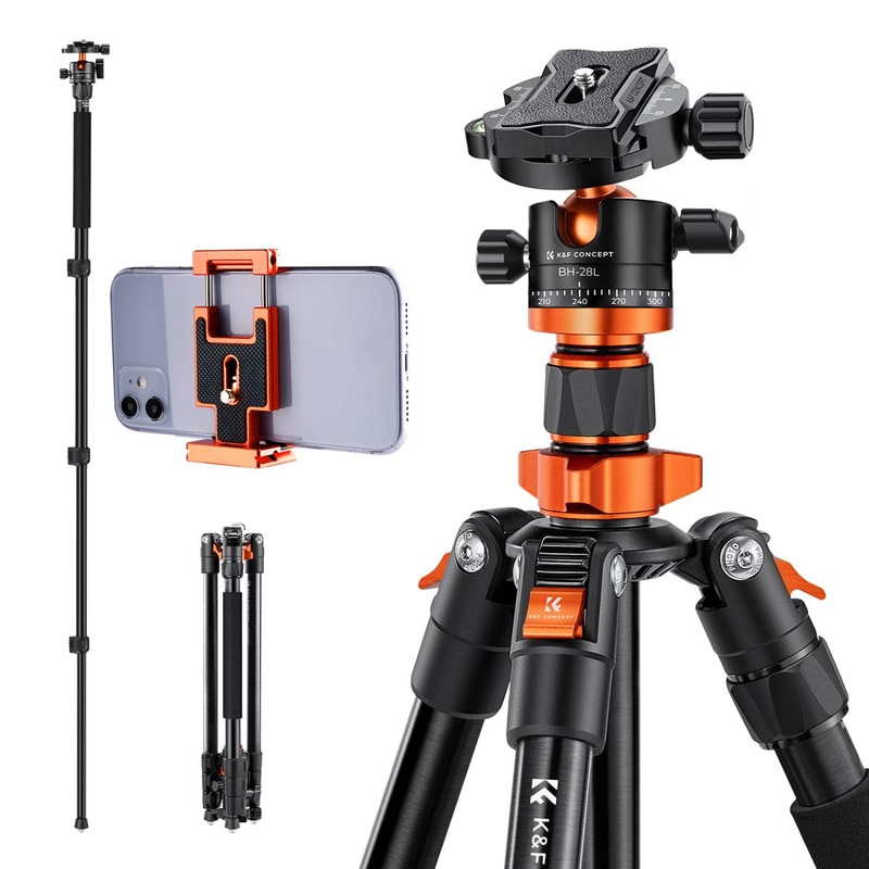 Tripode K&F Concept Convertible en monopod con accesorio para Smartphone