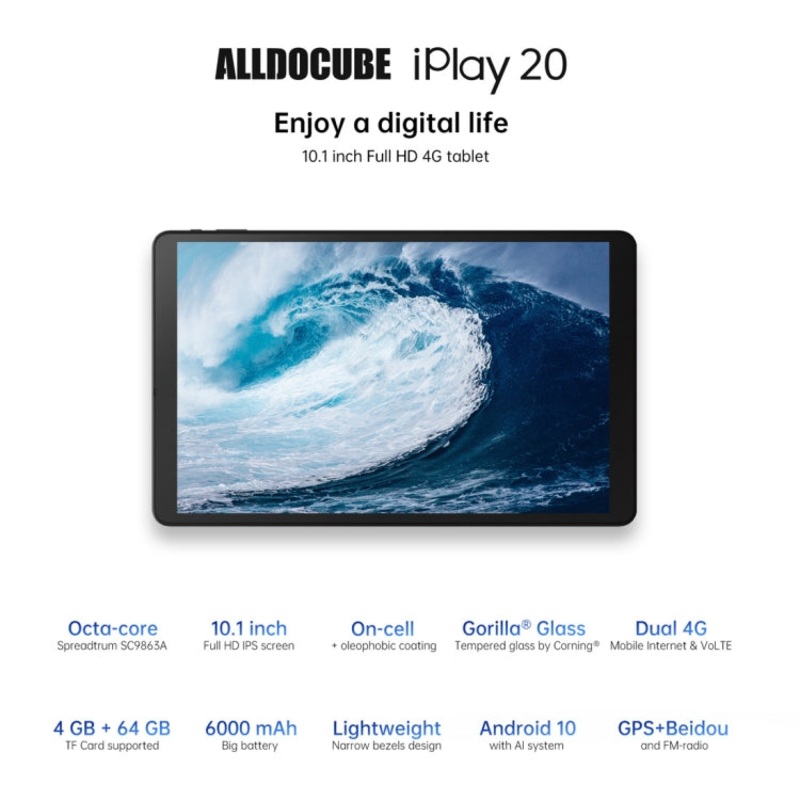 Alldocube iPlay 20 LTE 10.1 inch 4GB+64GB Black