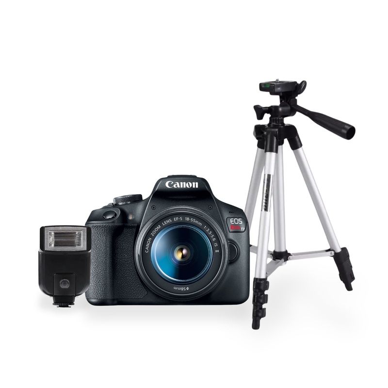 Kit Cmara Canon EOS Rebel T7 con EF-S 18-55mm + Tripie y Flash de Regalo