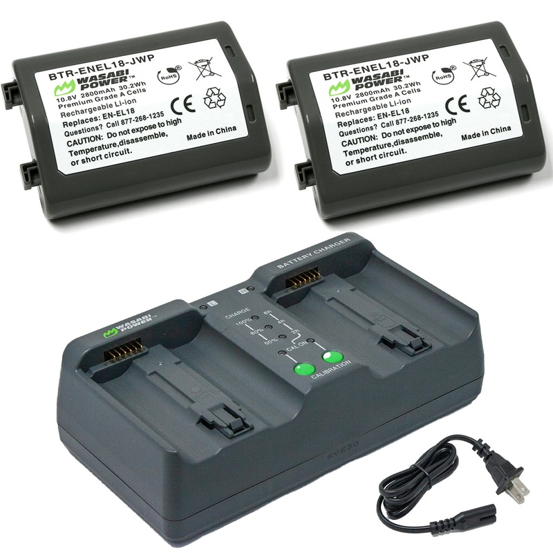Nikon EN-EL18, EN-EL18a, EN-EL18b, EN-EL18c Battery (2-Pack) and Dual Charger by Wasabi Power
