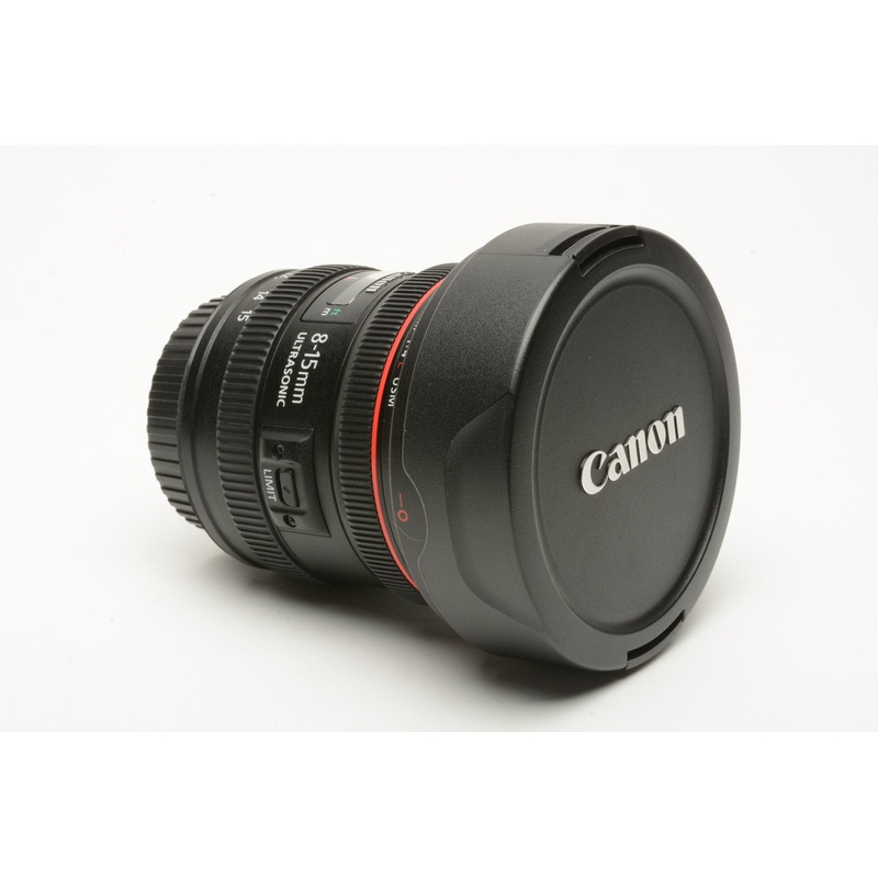 Canon EF 8-15mm f4L USM Zoom Lens, Caps, Hood, Pouch, Barely Used, Mint