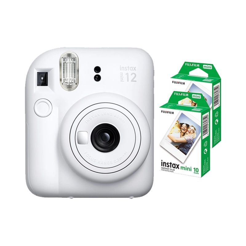 Fujifilm Instax Mini 12 Instant Film Camera Combo with 2 Films (Clay White)