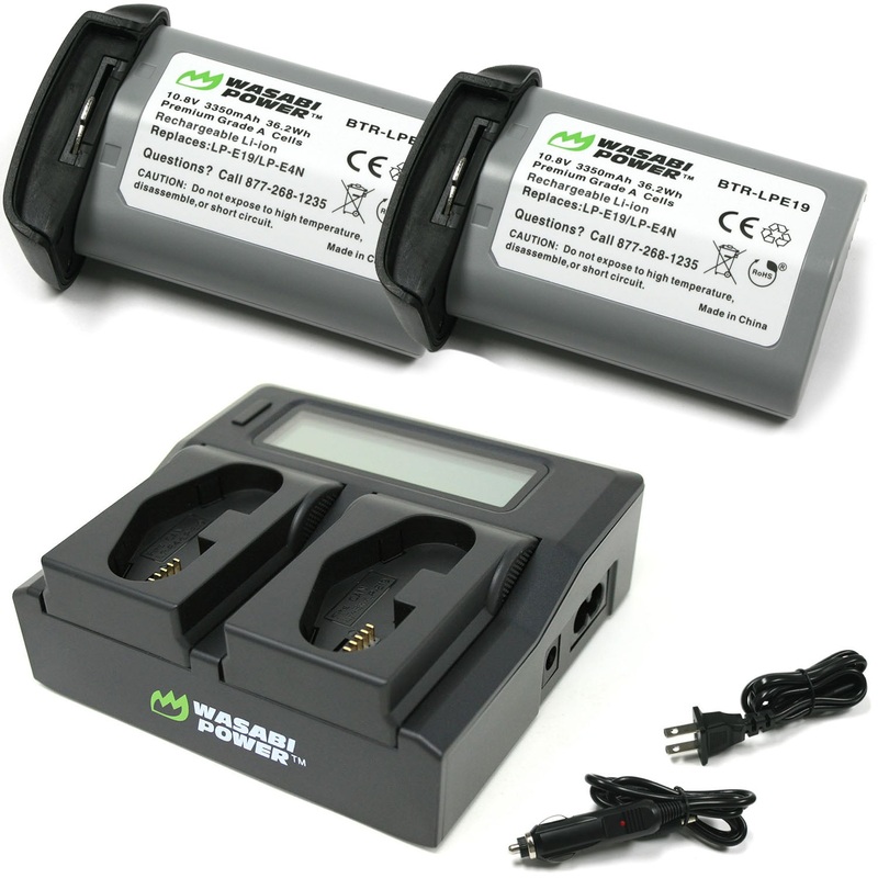 Canon LP-E19, LP-E4N Battery (2-Pack) and Dual Charger by Wasabi Power