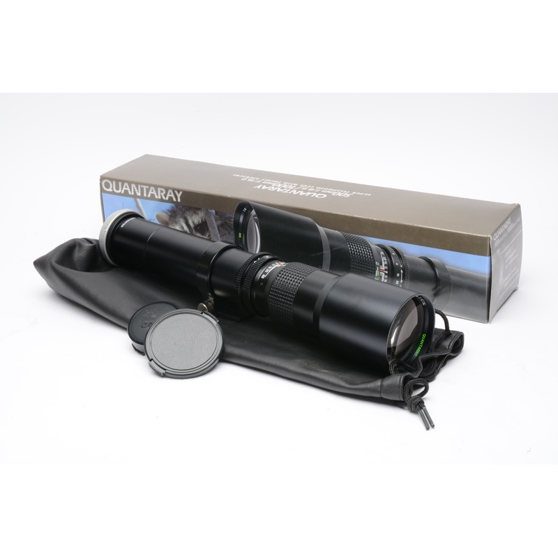Quantaray 500mm F8 1000mm F16 Super Tele Lens w/Preset Aperture, case, Canon FD