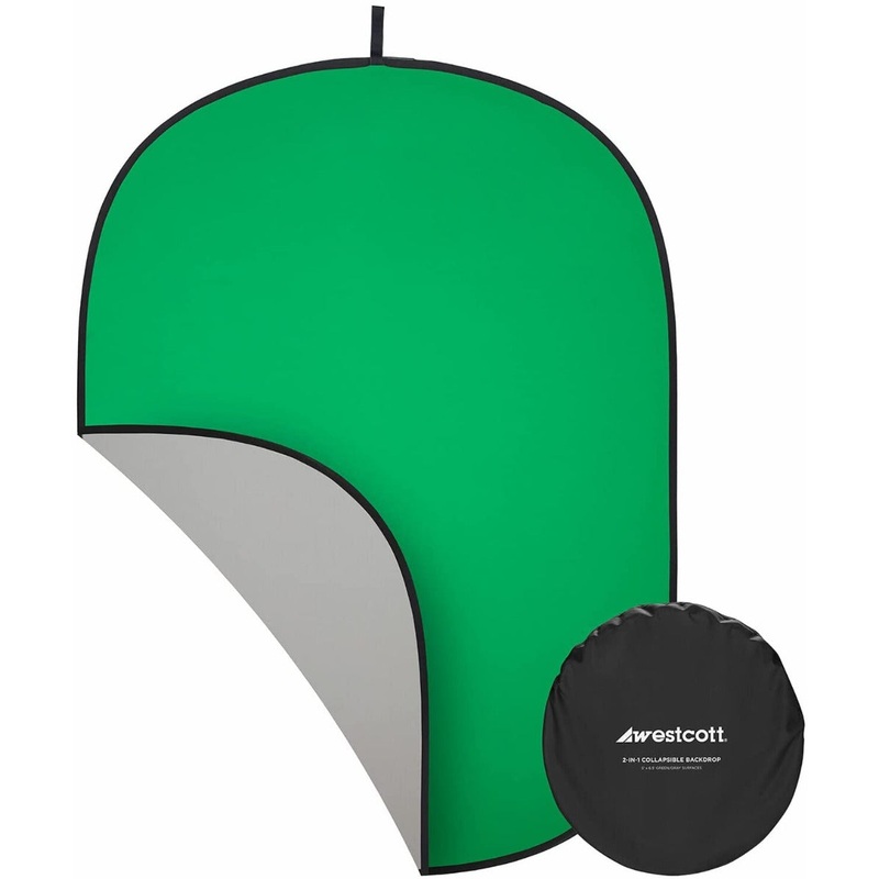 Westcott Collapsible 2-in-1 Grey & Green Screen Backdrop (5′ x 6.5′) 336