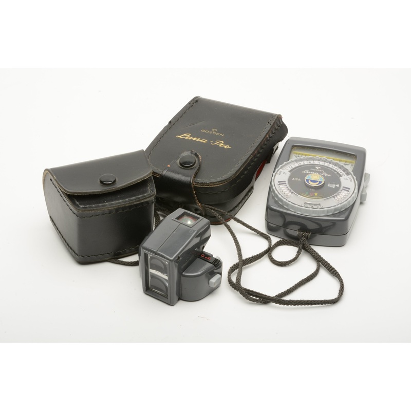 Gossen Luna-Pro CdS Incident Light Meter w/Tele Spot Meter Attachment, Cases
