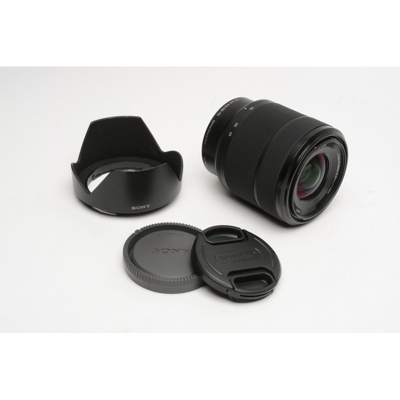 Sony FE 28-70mm f3.5-5.6 OSS zoom lens SEL2870, caps, hood, Nice, *Read