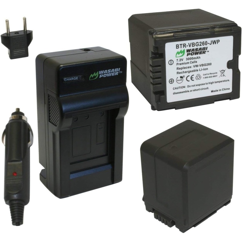 Panasonic VW-VBG260 Battery (2-Pack) and Charger by Wasabi Power