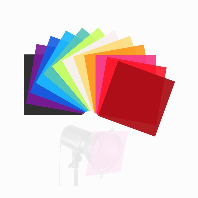 12 Pcs 12×12 Inch Correction Gel Light Filter Lighting Gels Diffuser