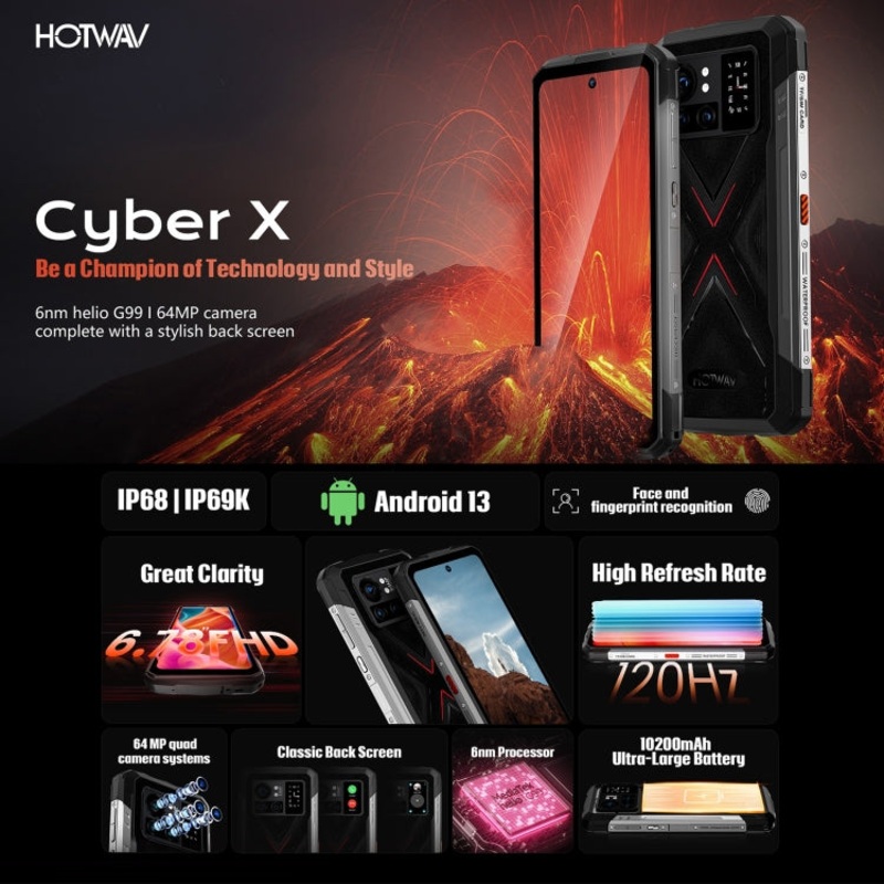 HOTWAV CYBER X Rugged Phone Dual SIM 8GB+256GB Black