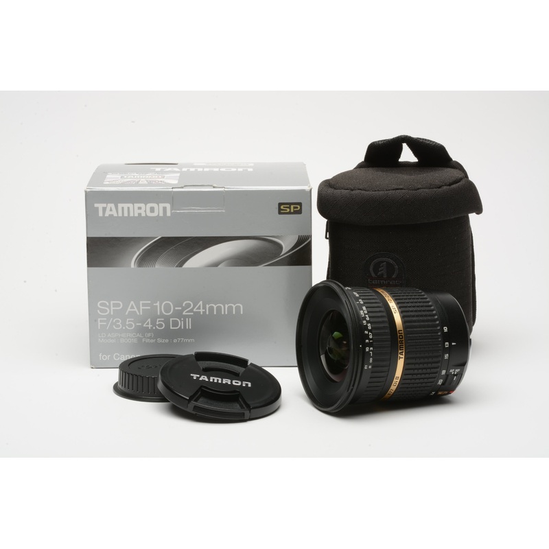 Tamron SP 10-24mm f3.5-4.5 Di II wide zoom for Canon EF, box, case, caps