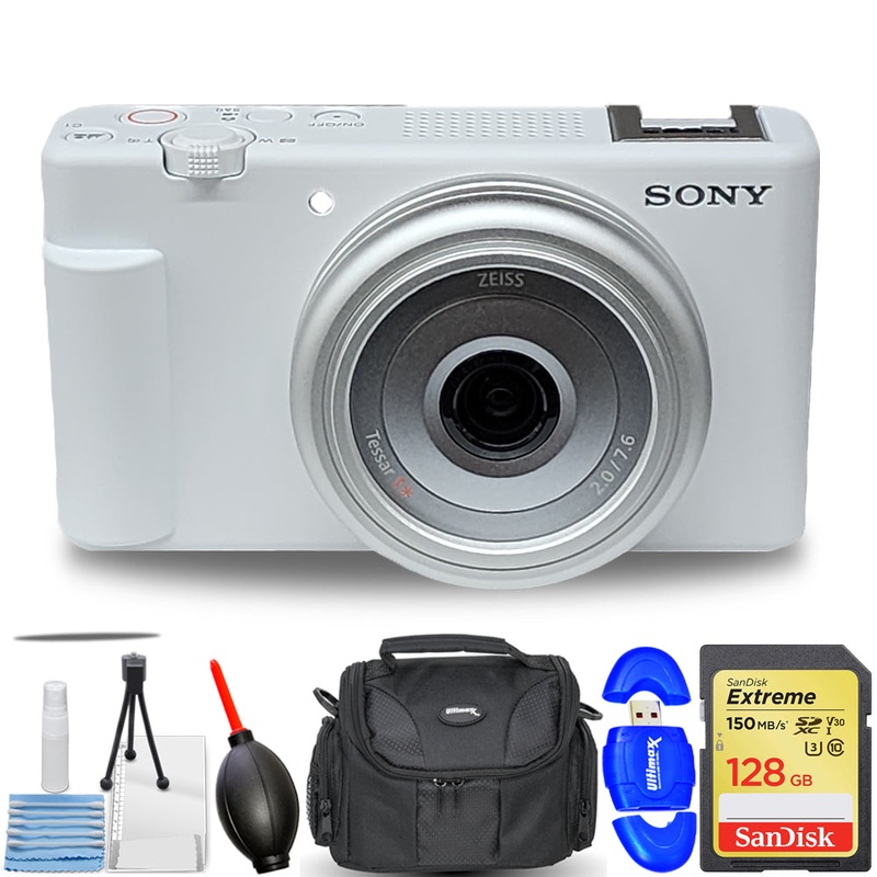 Sony ZV-1F Vlogging Camera (White) ZV1F/W – 7PC Accessory Bundle