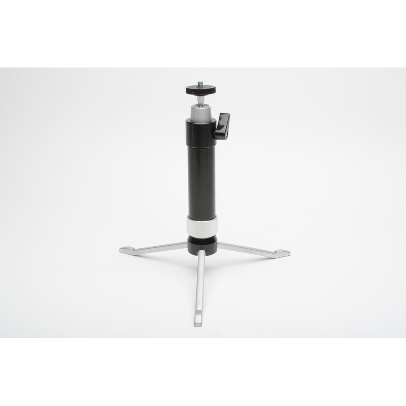 Compact folding table tripod ~8″ tall folded, w/ball head