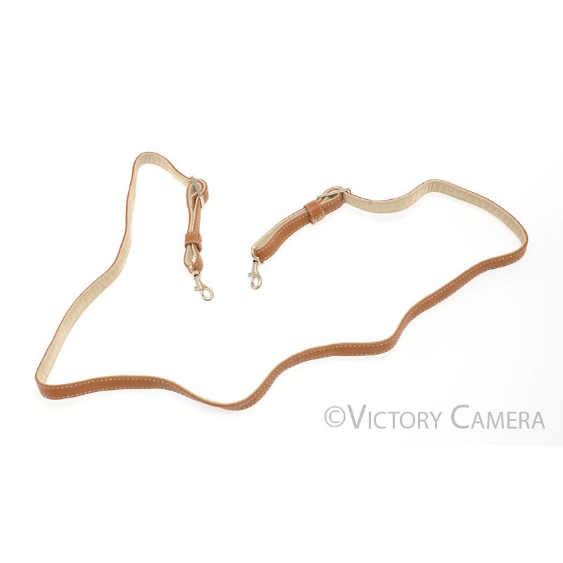Leica Genuine Brown Leather White Stitching Neck Strap [EXC+]