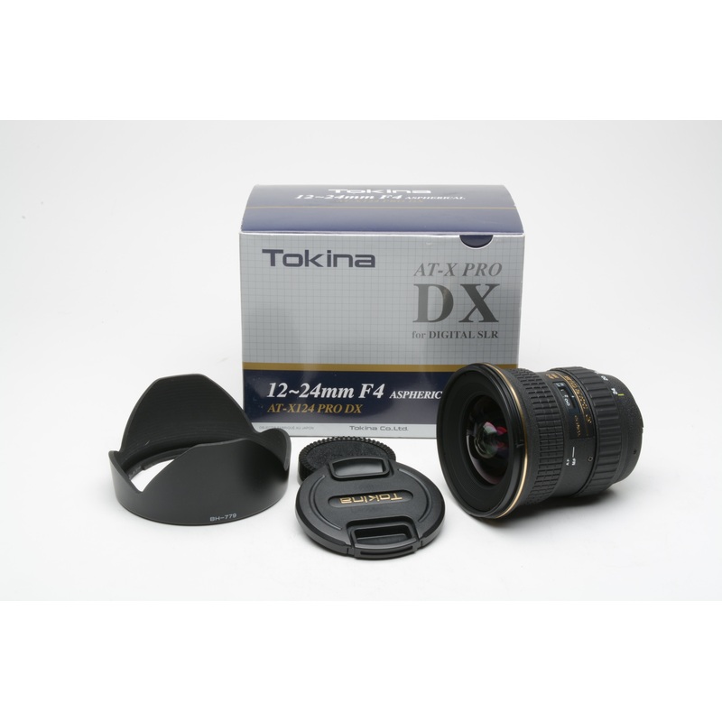 Tokina SD AF 12-24mm f4 IF DX AT-X Pro for Nikon, Caps, Hood, Mint, Boxed