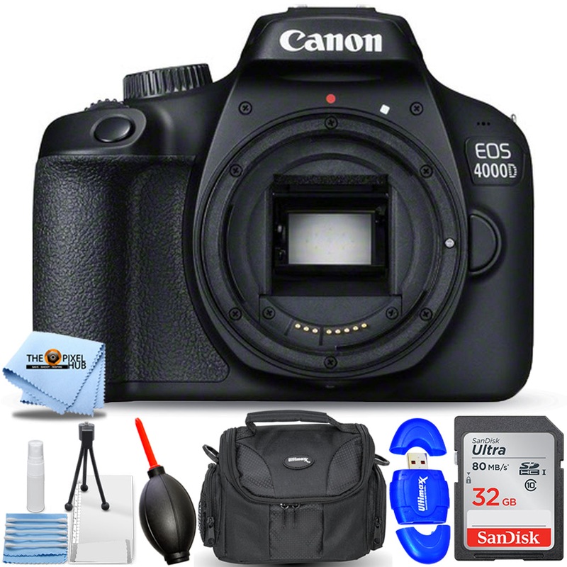 Canon EOS 4000D / Rebel T100 DSLR Camera (Body Only) – Essential 32GB Bundle