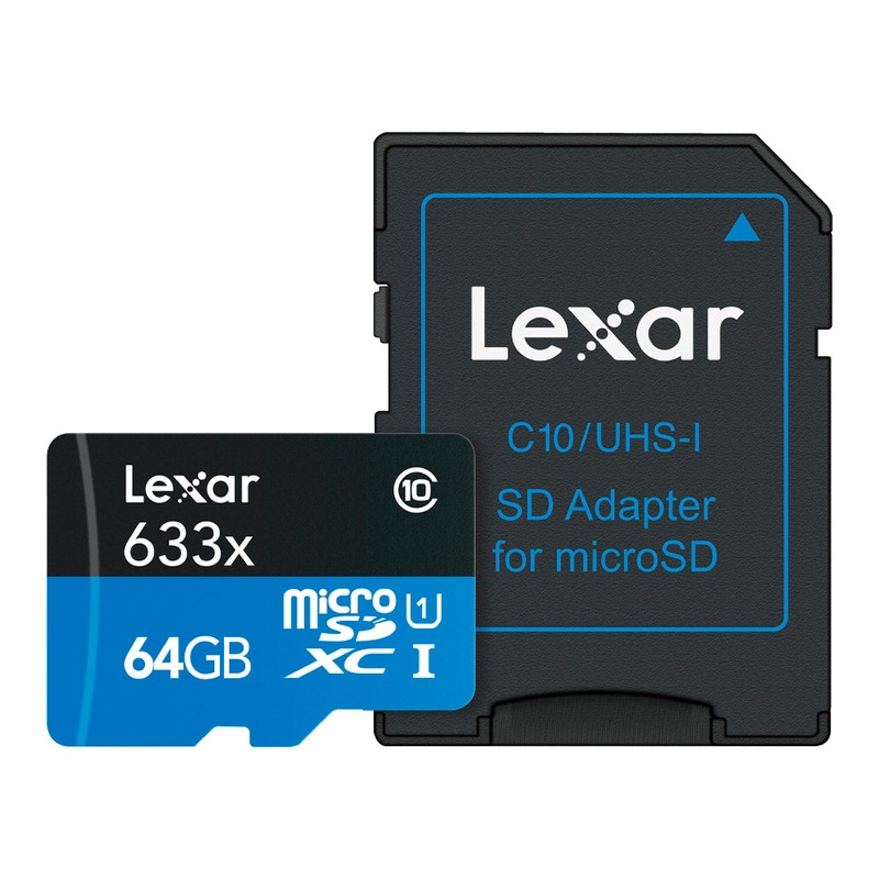 Tarjeta de Memoria Lexar micro SDXC 64GB 633x UHS-I con Adaptador SD