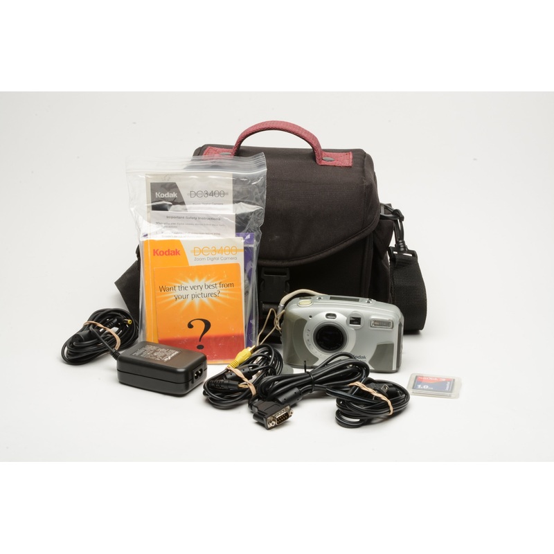 Kodak DS3400 bundle w/case, AC adapter, 1Gb CF card, manuals +CD – *READ