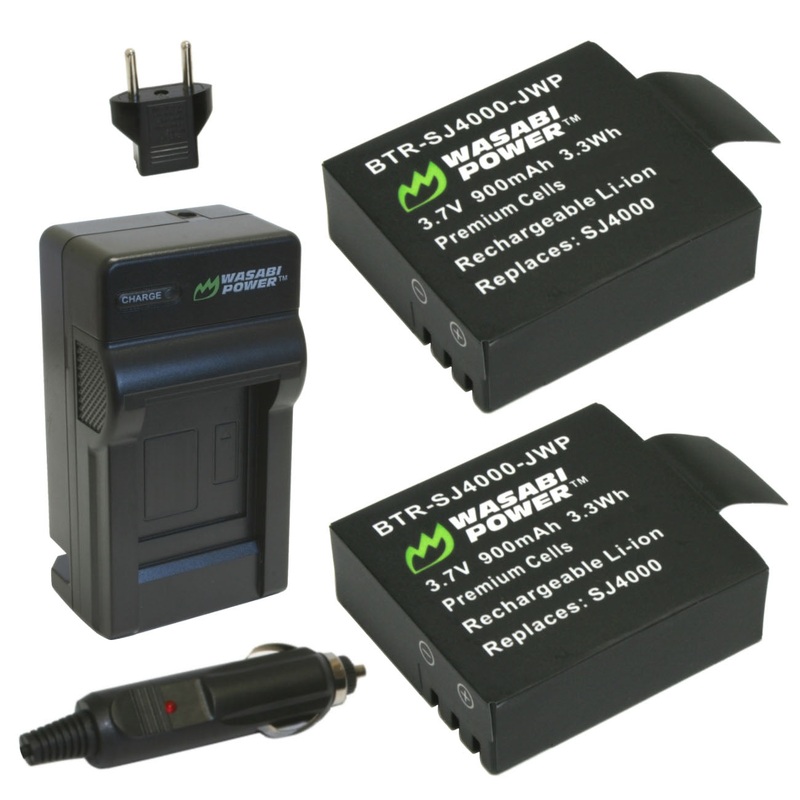 SJCAM SJ4000, SJ5000 and 1080P, 4K Action Cameras Battery (2-Pack) and Charger by Wasabi Power