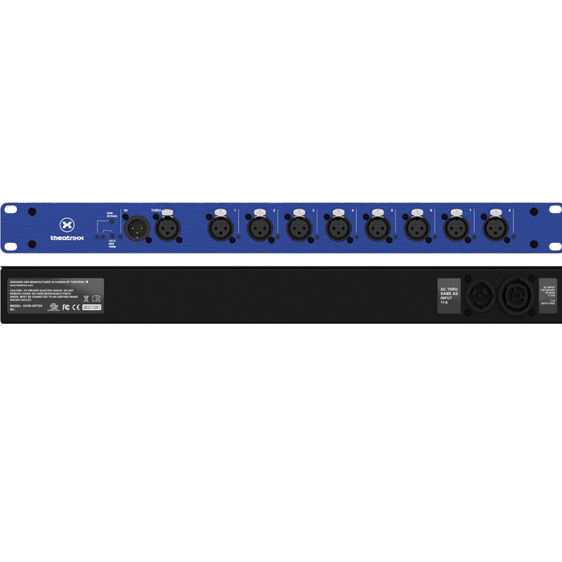 Theatrixx xVision 1:8 DMX Splitter / Isolator + Thru + RDM XLR3 – XVVR-OPTO3